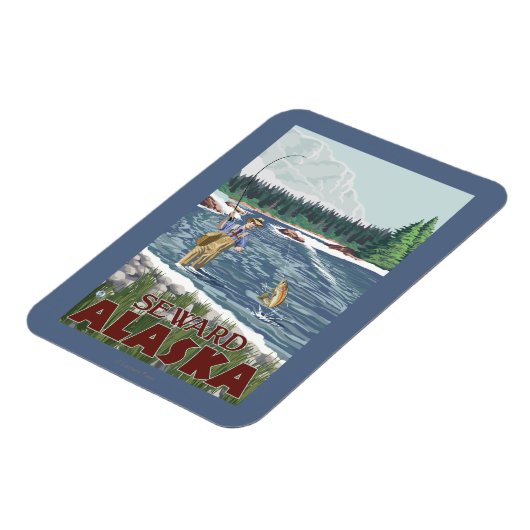 Fly Fisherman - Seward, Alaska Magnet (Linke Seite)