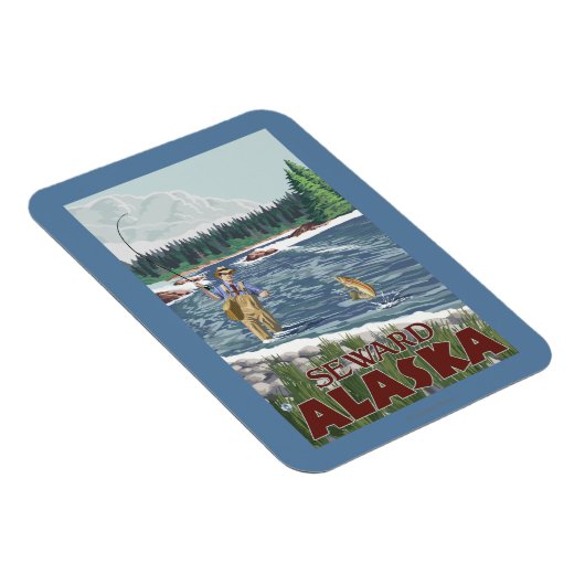 Fly Fisherman - Seward, Alaska Magnet (Rechte Seite)