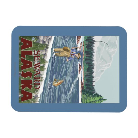 Fly Fisherman - Seward, Alaska Magnet (Horizontal)
