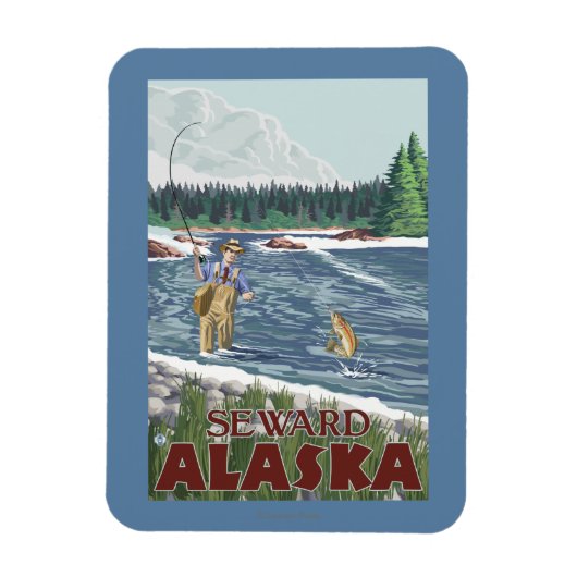 Fly Fisherman - Seward, Alaska Magnet (Vertikal)