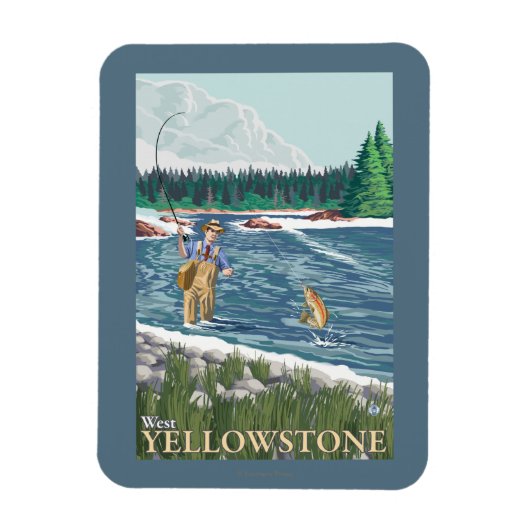 Fly Fisherman - West Yellowstone, Montana Magnet (Vertikal)