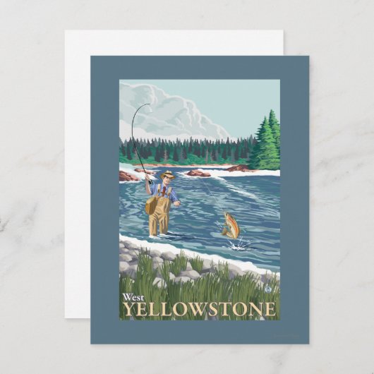 Fly Fisherman - West Yellowstone, Montana Postkarte (Vorne/Hinten)