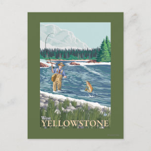 Fly Fisherman - West Yellowstone, Montana Postkarte