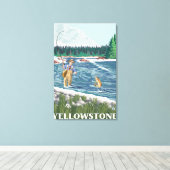 Fly Fisherman - Yellowstone Nationalpark Leinwanddruck (Insitu (Holzboden))