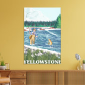 Fly Fisherman - Yellowstone Nationalpark Leinwanddruck (Insitu (Wohnzimmer))