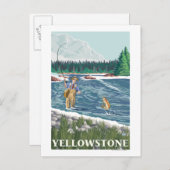 Fly Fisherman - Yellowstone Nationalpark Postkarte (Vorne/Hinten)