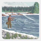 Fly FishermanNew Mexico Quadratischer Aufkleber (Vorderseite)