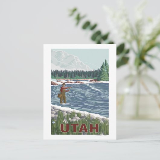 Fly FishermanUtah Postkarte (Stehend Vorderseite)