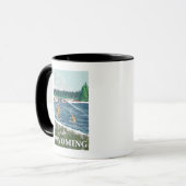 Fly FishermanWyomingVintage Travel Poster Tasse (Vorderseite Links)
