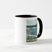 Fly FishermanWyomingVintage Travel Poster Tasse (VorderseiteRechts)