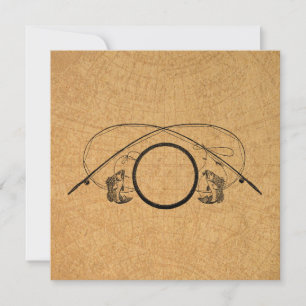 Fly Fishing Antique FIing Rods Kunst Illustration Mitteilungskarte