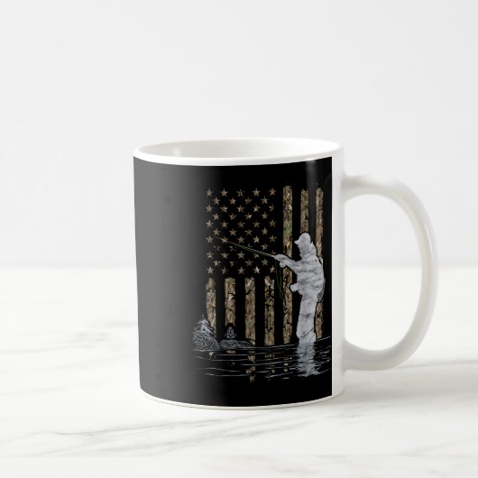 Fly Fishing Fisherman American Flag Camouflage Fly Kaffeetasse (Rechts)