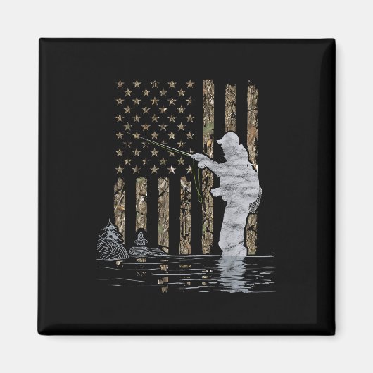 Fly Fishing Fisherman American Flag Camouflage Fly Magnet (Vorne)
