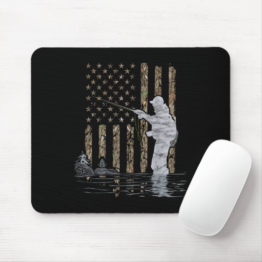 Fly Fishing Fisherman American Flag Camouflage Fly Mousepad (Mit Mouse)