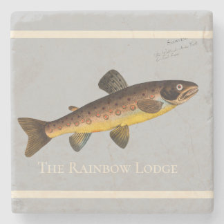 Fly Fishing Forelle Wasserfarbe Grau Steinuntersetzer