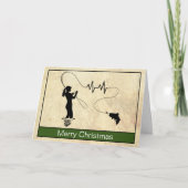 Fly Fishing Heartbeat Frau Frohe Weihnachtskarte Karte (Vorderseite)
