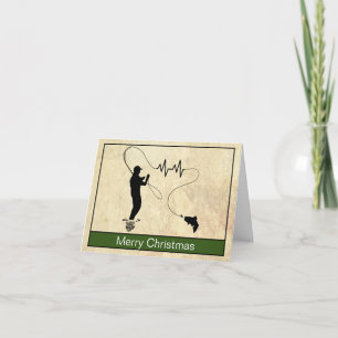 Fly Fishing Heartbeat Mann Frohe Weihnachtskarte Karte
