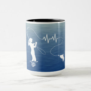 Fly Fishing Heartbeat Tasse