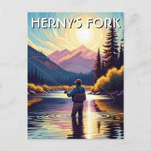 Fly Fishing in Henry's Fork Idaho Postcard Postkarte (Vorderseite)