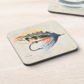 Fly Fishing Lure Art Lachs Fly Lure Getränkeuntersetzer (Linke Seite)