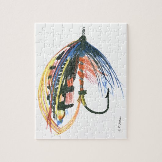 Fly Fishing Lure Art Lachs Fly Lure Puzzle (Vertikal)