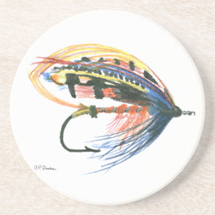 Fly Fishing Lure Art Lachs Fly Lure Sandstein Untersetzer