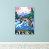 Fly Fishing Scene - Ketchikan, Alaska Leinwanddruck (Insitu (Holzboden))