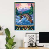 Fly Fishing Scene - Ketchikan, Alaska Poster (Heimbüro)