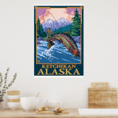 Fly Fishing Scene - Ketchikan, Alaska Poster (Küche)