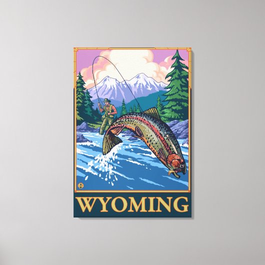 Fly Fishing Scene - Wyoming Leinwanddruck (Vorderseite)