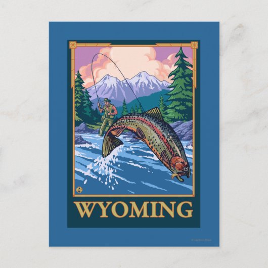 Fly Fishing Scene - Wyoming Postkarte (Vorderseite)