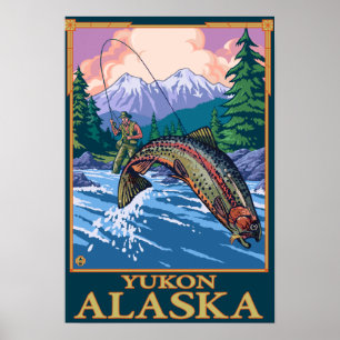 Fly-Fishing-Szene - Yukon, Alaska Poster