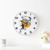 Fly Fishing Trout Sunset Silhouette Große Wanduhr (Zuhause)