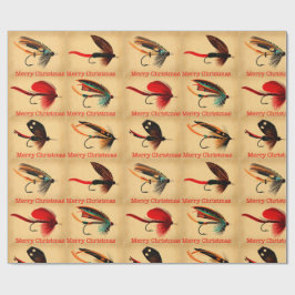 Fly Fishing Weihnachtswrapping Paper. Fischer Geschenkpapier