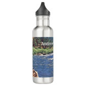 Fly Fishing with Fisherman silhouette Personalize Edelstahlflasche (Links)