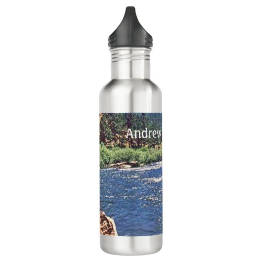 Fly Fishing with Fisherman silhouette Personalize Edelstahlflasche (Links)