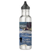 Fly Fishing with Fisherman silhouette Personalize Edelstahlflasche (Rechts)