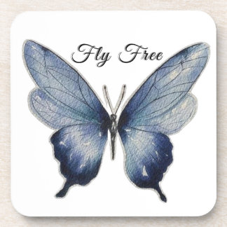 Fly Free – Blue Butterfly Art Design Getränkeuntersetzer