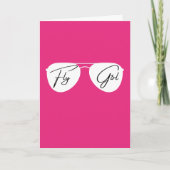 Fly Girl Aviator Sonnenbrille, Niedlich Pink Birth Karte (Vorderseite)
