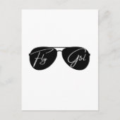 Fly Girl, Aviator-Sonnenbrille, Script, Niedliche Postkarte (Vorderseite)