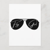 Fly Girl, Aviator-Sonnenbrille, Script, Niedliche  Postkarte (Vorderseite)