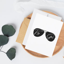 Fly Girl, Black Aviator Sonnenbrille, Niedliche Ge Postkarte