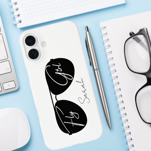 Fly Girl Script Black Aviator Sonnenbrille, Custom Case-Mate iPhone Hülle