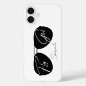 Fly Girl Script Black Aviator Sonnenbrille, Custom Case-Mate iPhone Hülle (Rückseite)