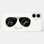 Fly Girl Script Black Aviator Sonnenbrille, Custom Case-Mate iPhone Hülle (Rückseite (Horizontal))