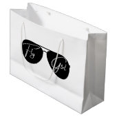 Fly Girl Script Black Aviator Sonnenbrille Geburts Große Geschenktüte (Vorderseite Schrägansicht)