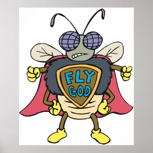 Fly God Superhero Fly Insect Character Poster (Vorne)