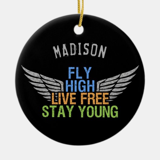 FLY HIGH individuelle Name Ornament (Vorne)