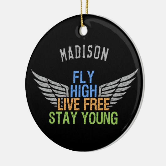 FLY HIGH individuelle Name Ornament (Links)