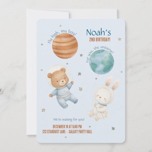 Fly High, Little Astronaut Einladung (Vorderseite)